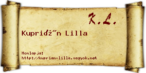 Kuprián Lilla névjegykártya